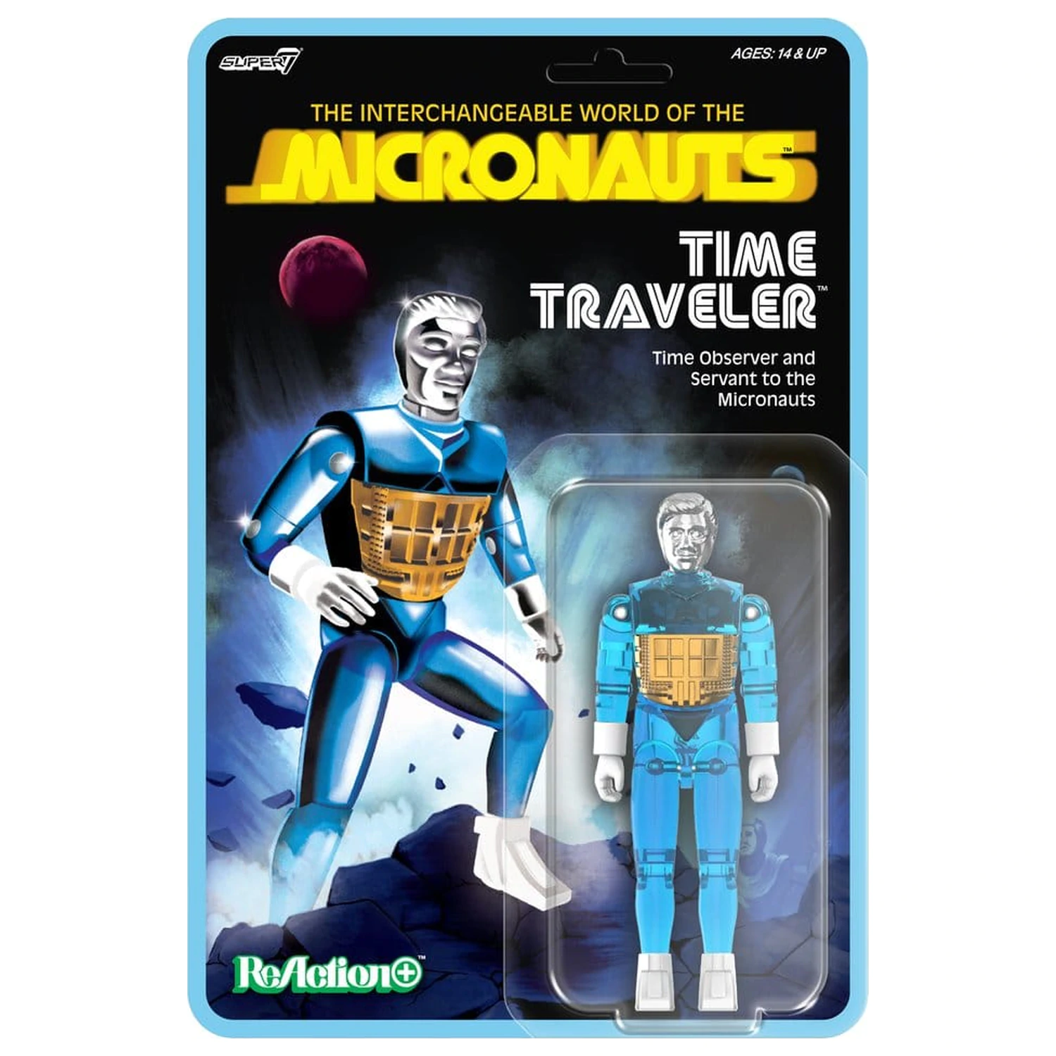 Micronauts ReAction+ Actionfigur Welle 03 Time Traveler (Translucent Blue) 10 cm Produktfoto