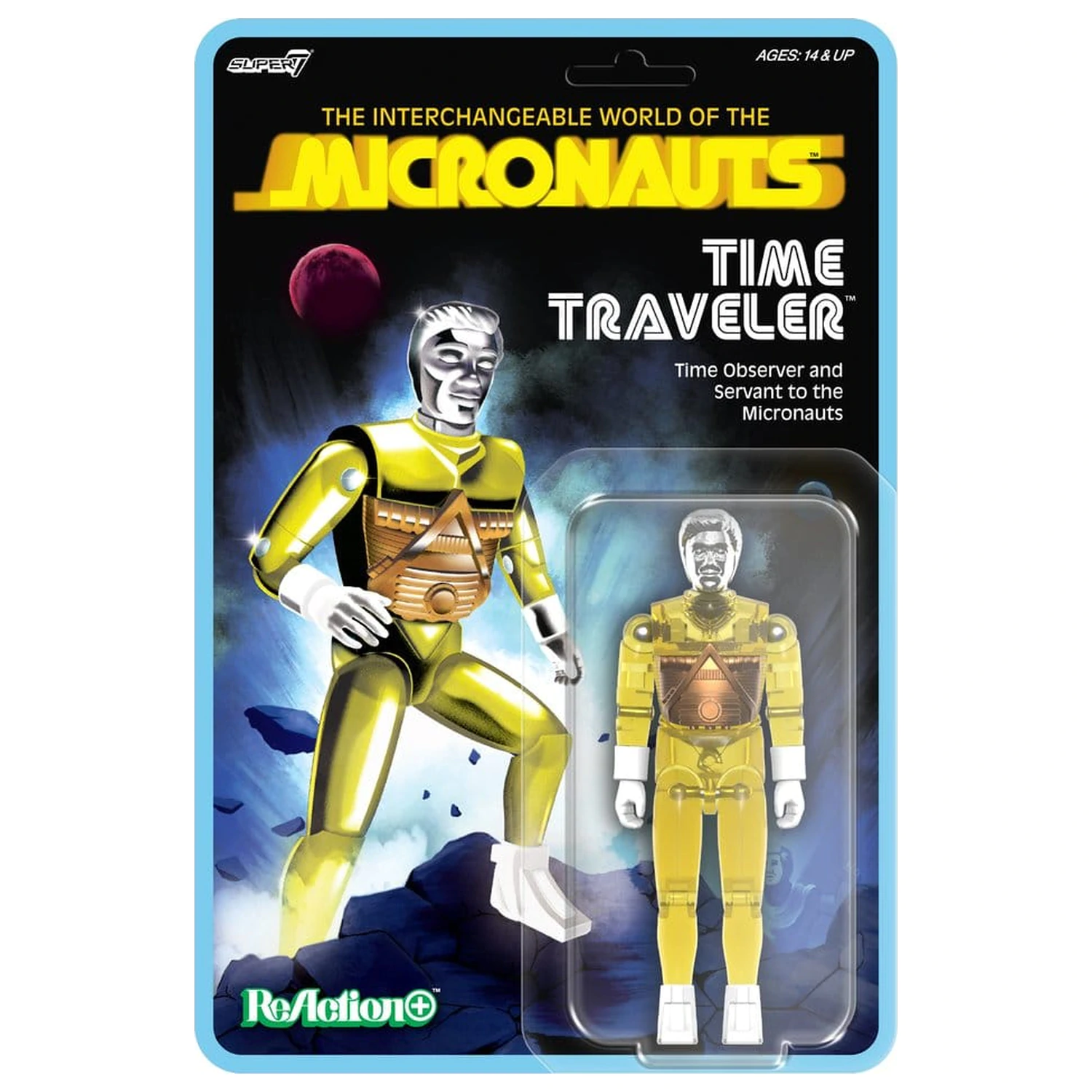 Micronauts ReAction+ Actionfigur Wave 03 Time Traveler (Translucent Yellow) 10 cm Produktfoto