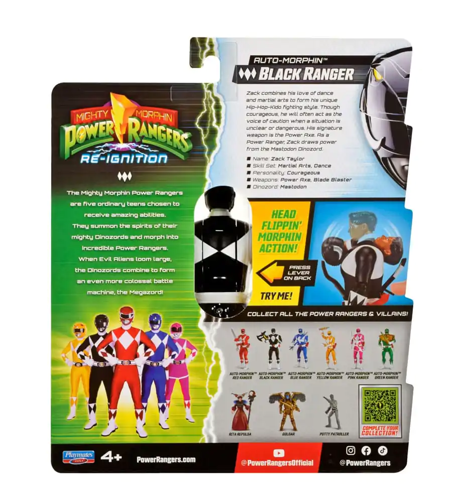 Mighty Morphin Power Rangers Action Figur Auto-Morphin Black Ranger 12 cm Produktfoto