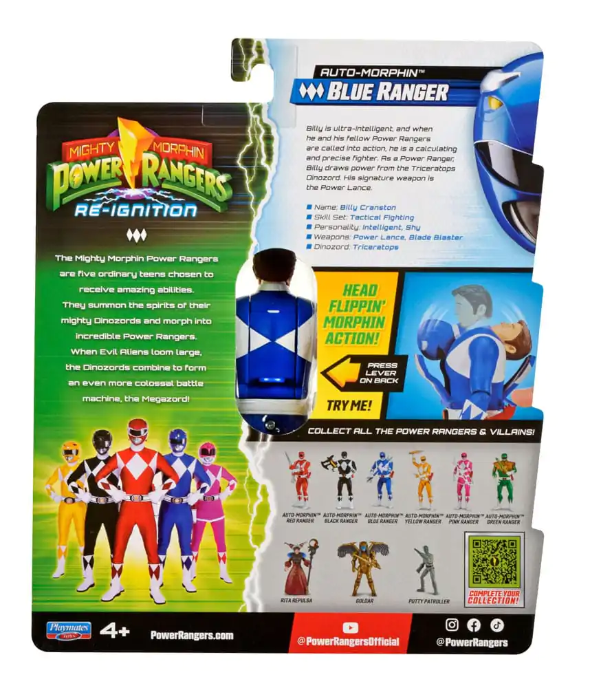 Mighty Morphin Power Rangers Actionfigur Auto-Morphin Blue Ranger 12 cm Produktfoto