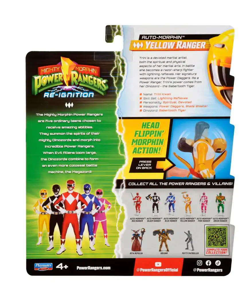 Mighty Morphin Power Rangers Action Figur Auto-Morphin Yellow Ranger 12 cm Produktfoto