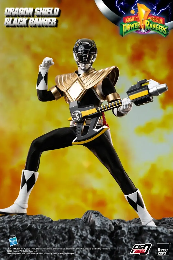 Mighty Morphin Power Rangers FigZero Action Figur 1/6 Dragon Shield Black Ranger 35 cm Produktfoto