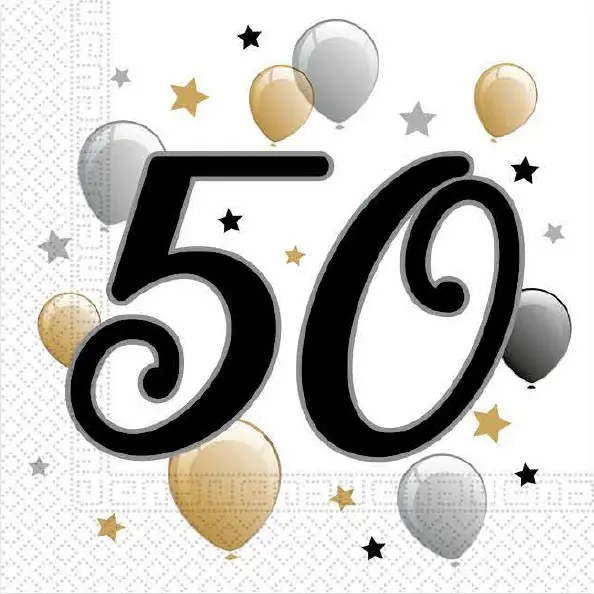 Milestone, Happy Birthday 50 Servietten 20-teilig 33x33 cm Produktfoto