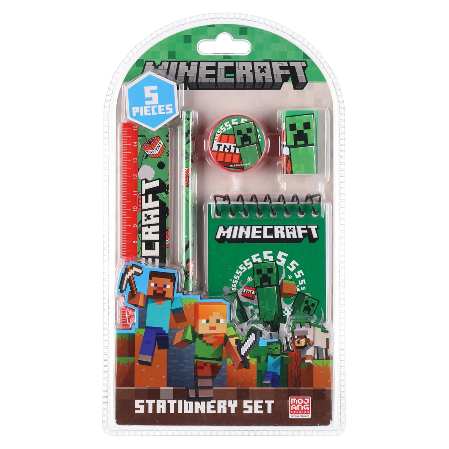 Minecraft 5 Teilige Schreibwaren Set Produktfoto