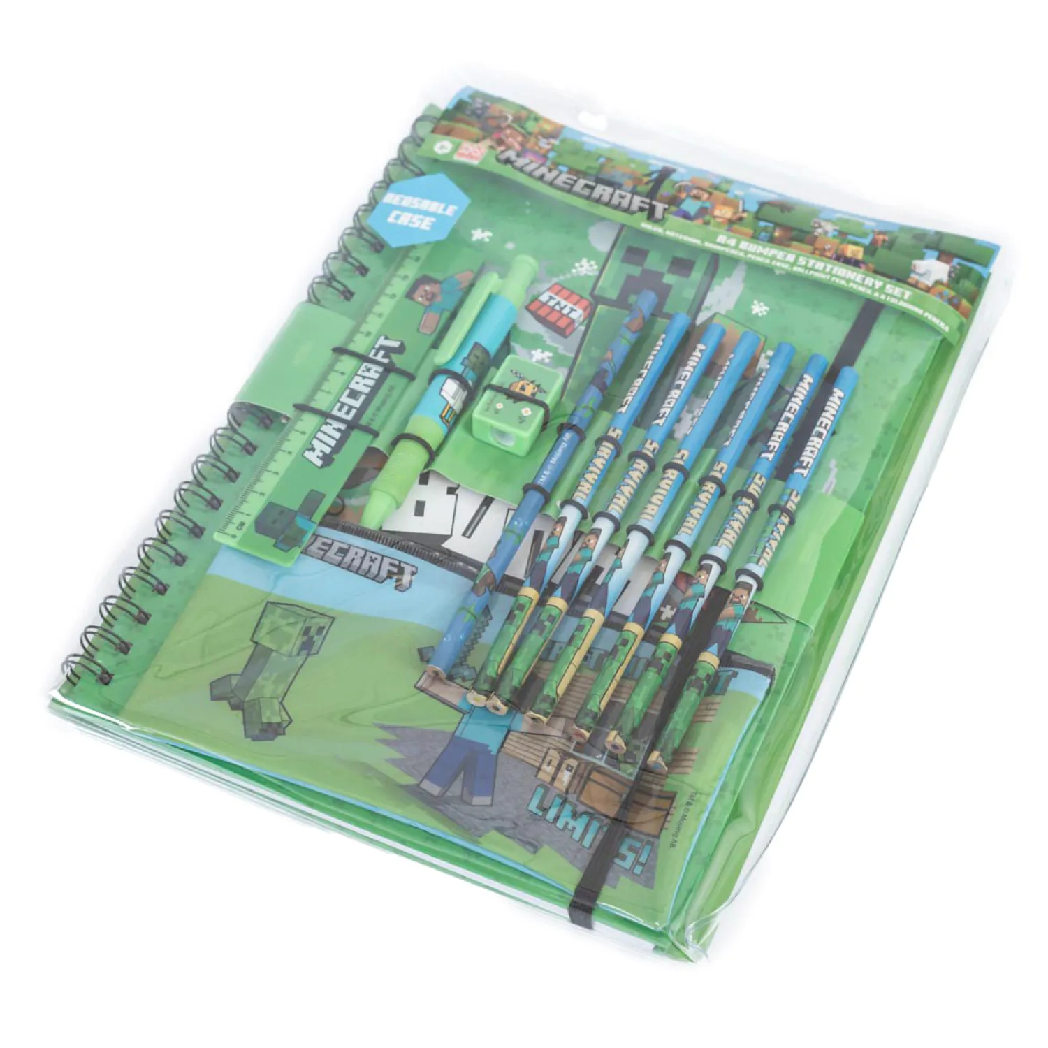 Minecraft Schreibset 12-teilig A4 Bumper Produktfoto
