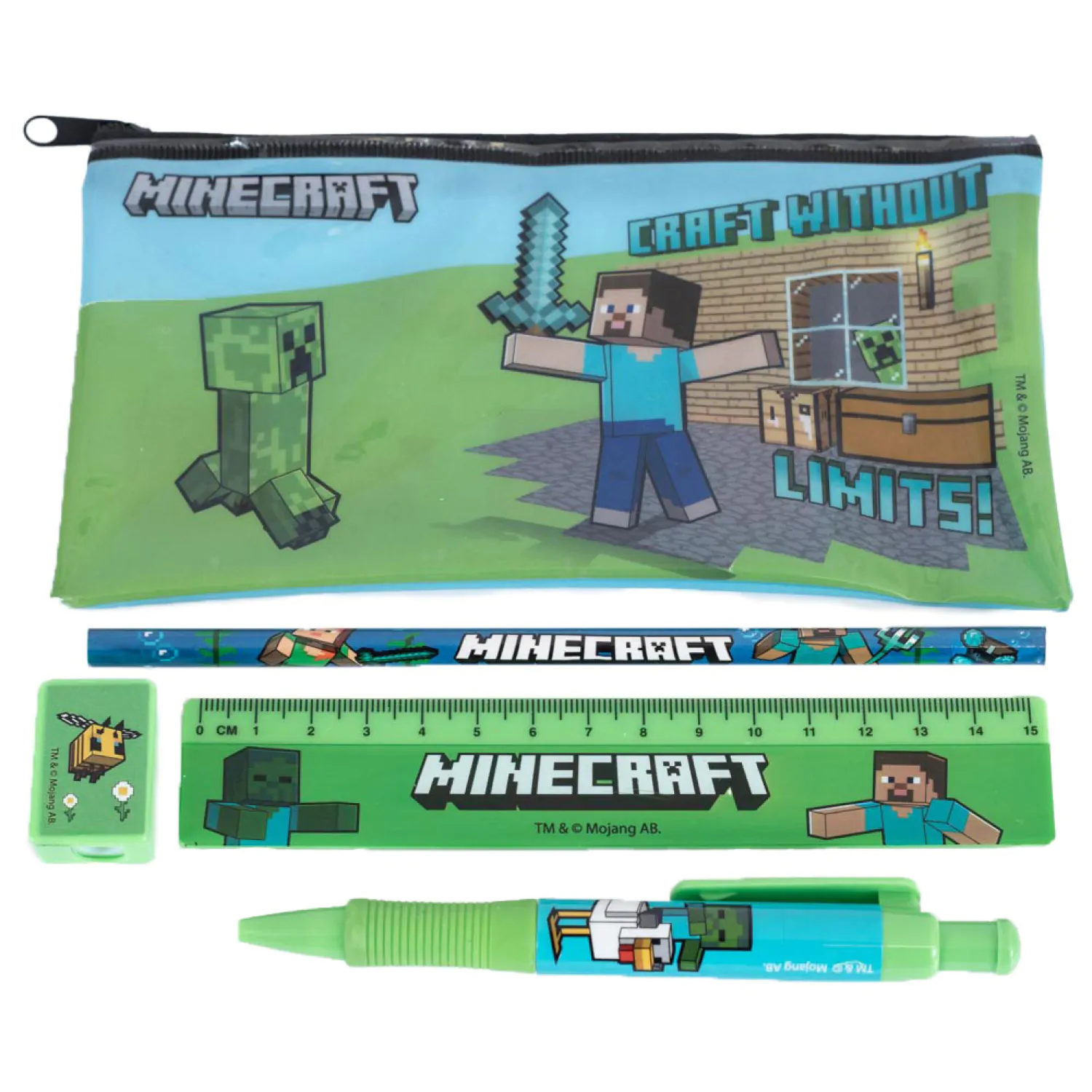 Minecraft Schreibset 12-teilig A4 Bumper Produktfoto