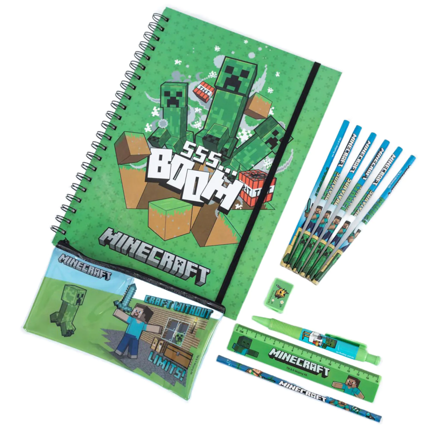 Minecraft Schreibset 12-teilig A4 Bumper Produktfoto