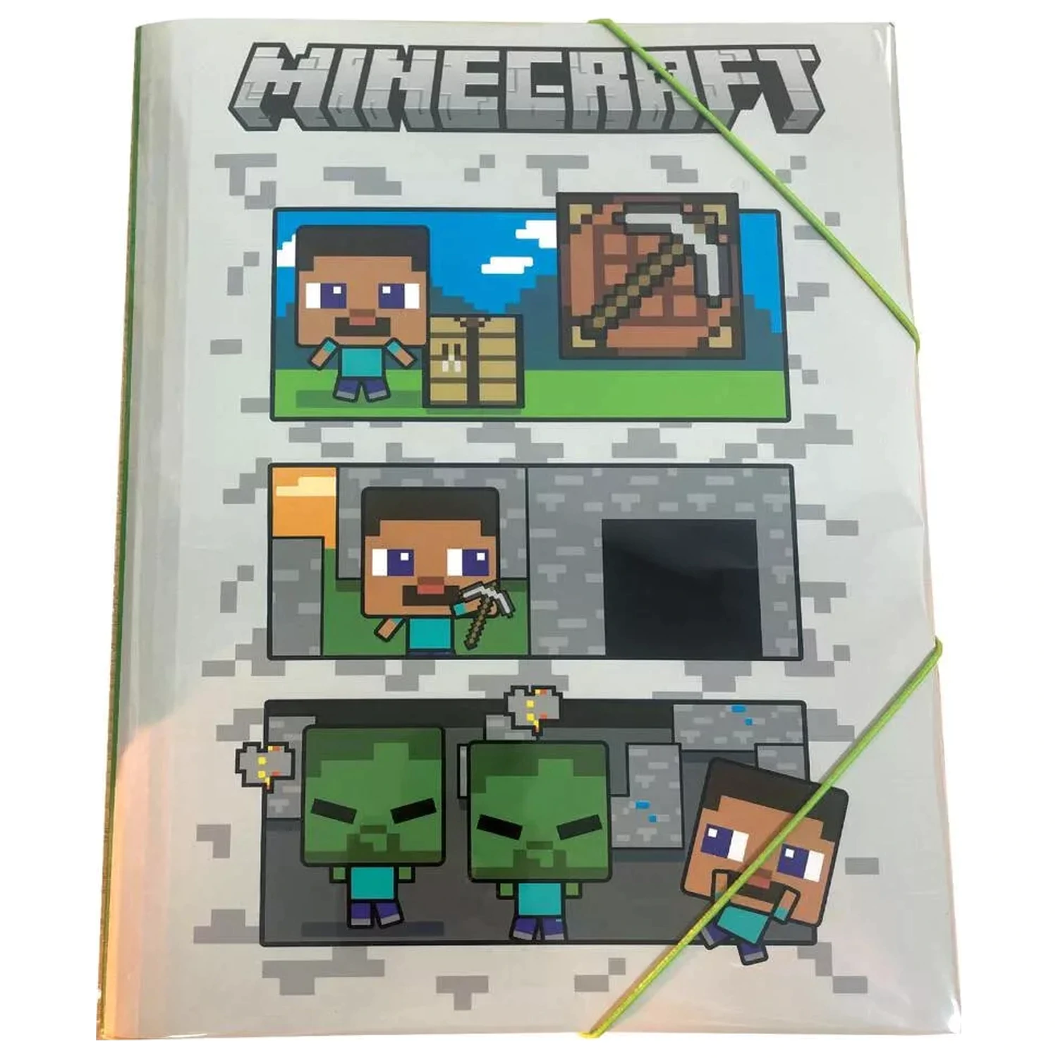 Minecraft Block World A4 Gummibandmappe Produktfoto