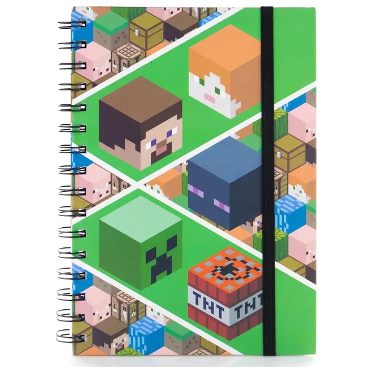 Minecraft Blöcke A5 liniertes Spiral Notizbuch Produktfoto