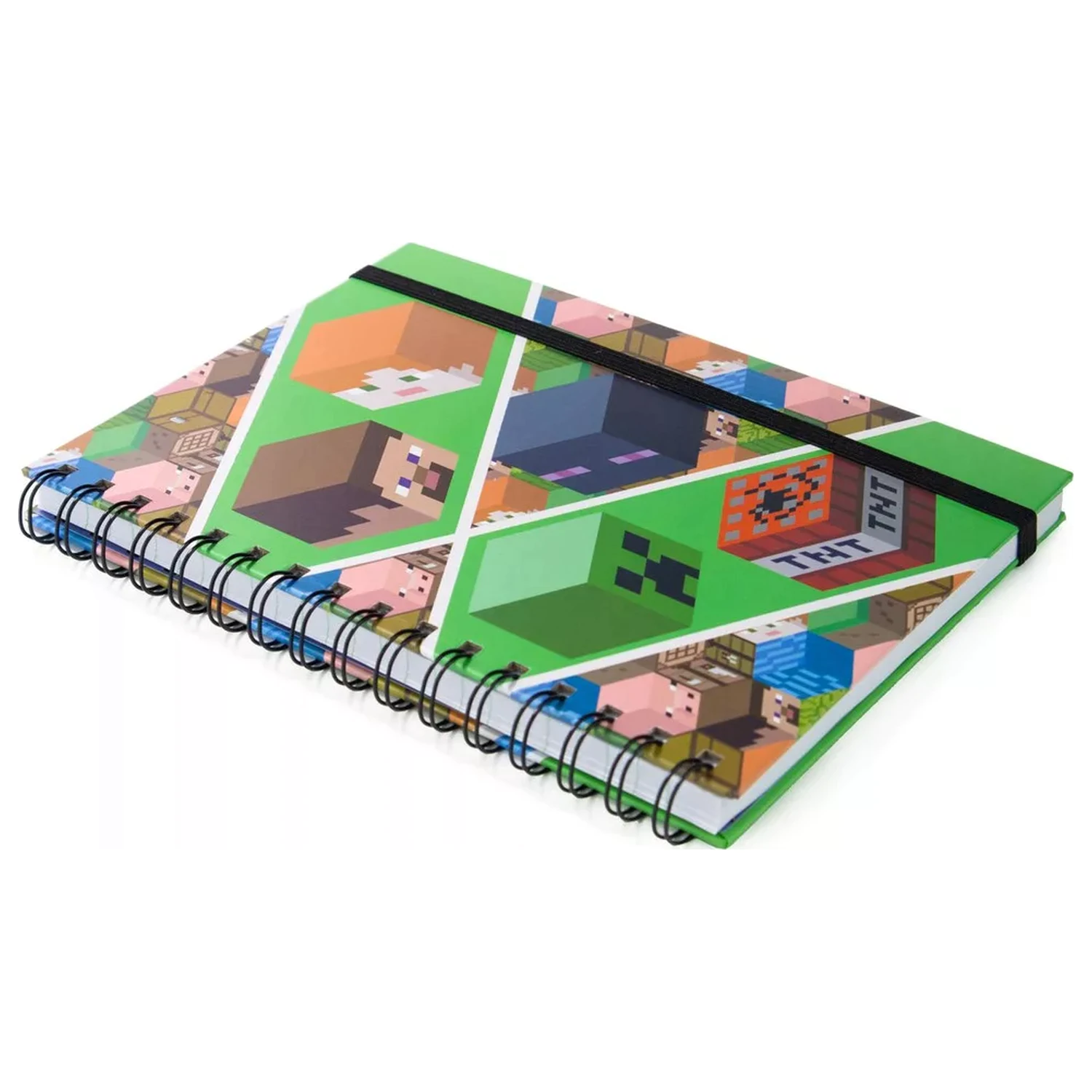 Minecraft Blöcke A5 liniertes Spiral Notizbuch Produktfoto