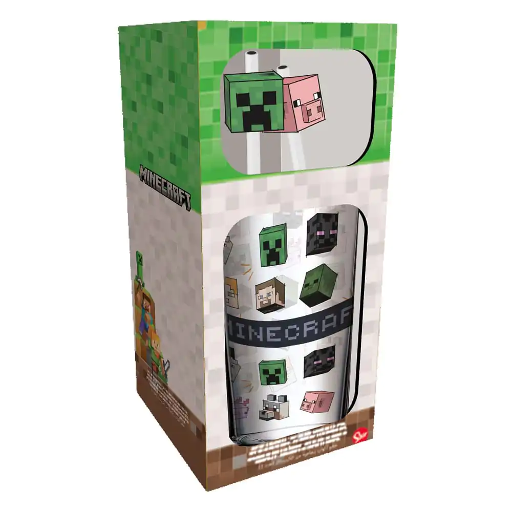 Minecraft Glas-Trinkbecher mit Strohhalmen Characters 485 ml Produktfoto