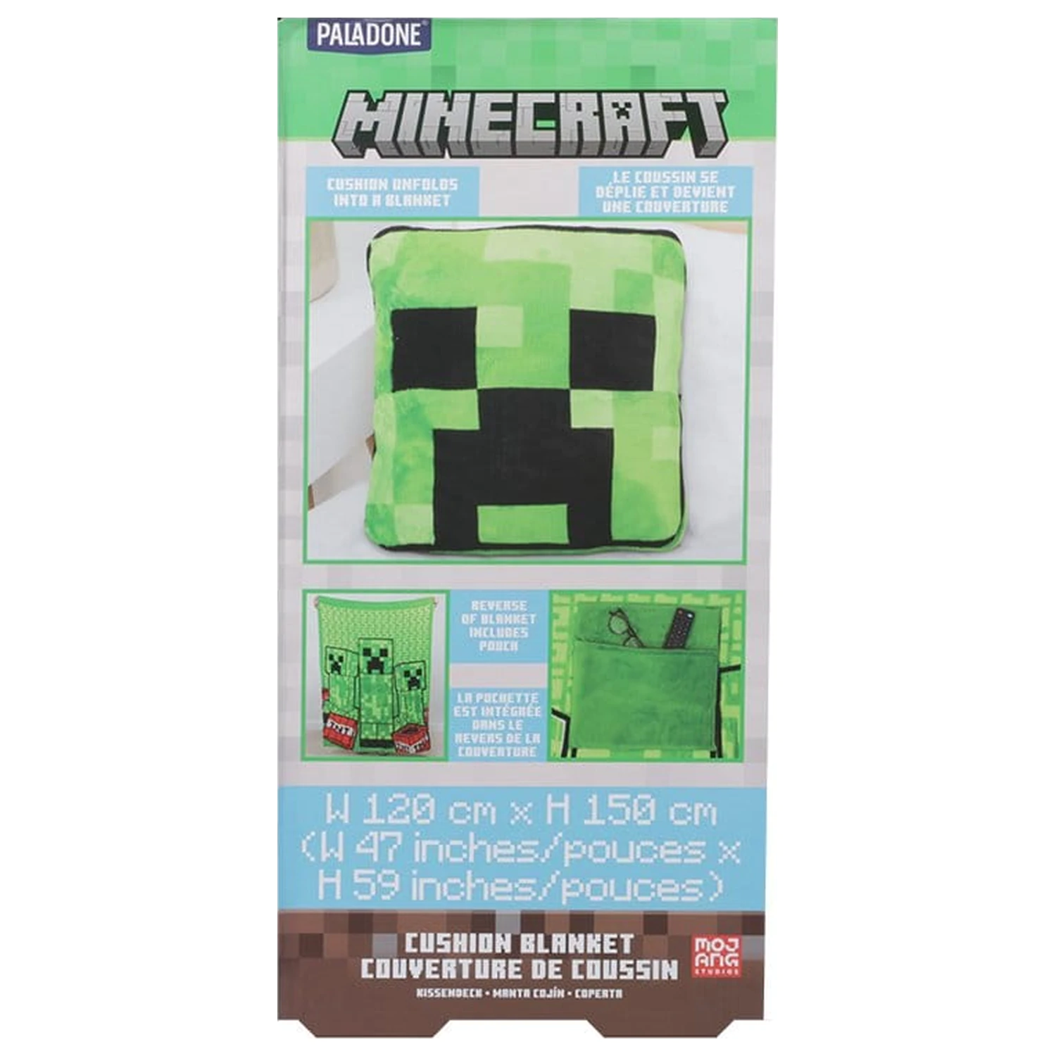 Minecraft Kissen Decke Creeper 2-in-1 Faltbar 150 cm Produktfoto