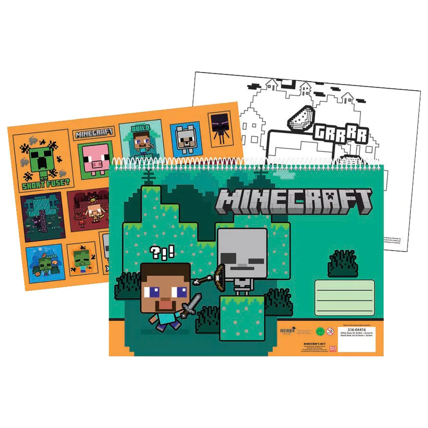Minecraft Creepers Need Hugs A/4 Spiral Skizzenbuch mit 40 Stickern Produktfoto