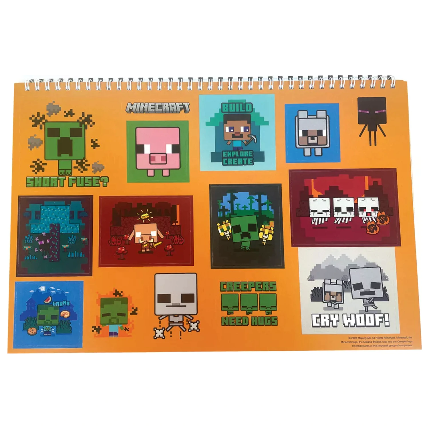 Minecraft Creepers Need Hugs A/4 Spiral Skizzenbuch mit 40 Stickern Produktfoto
