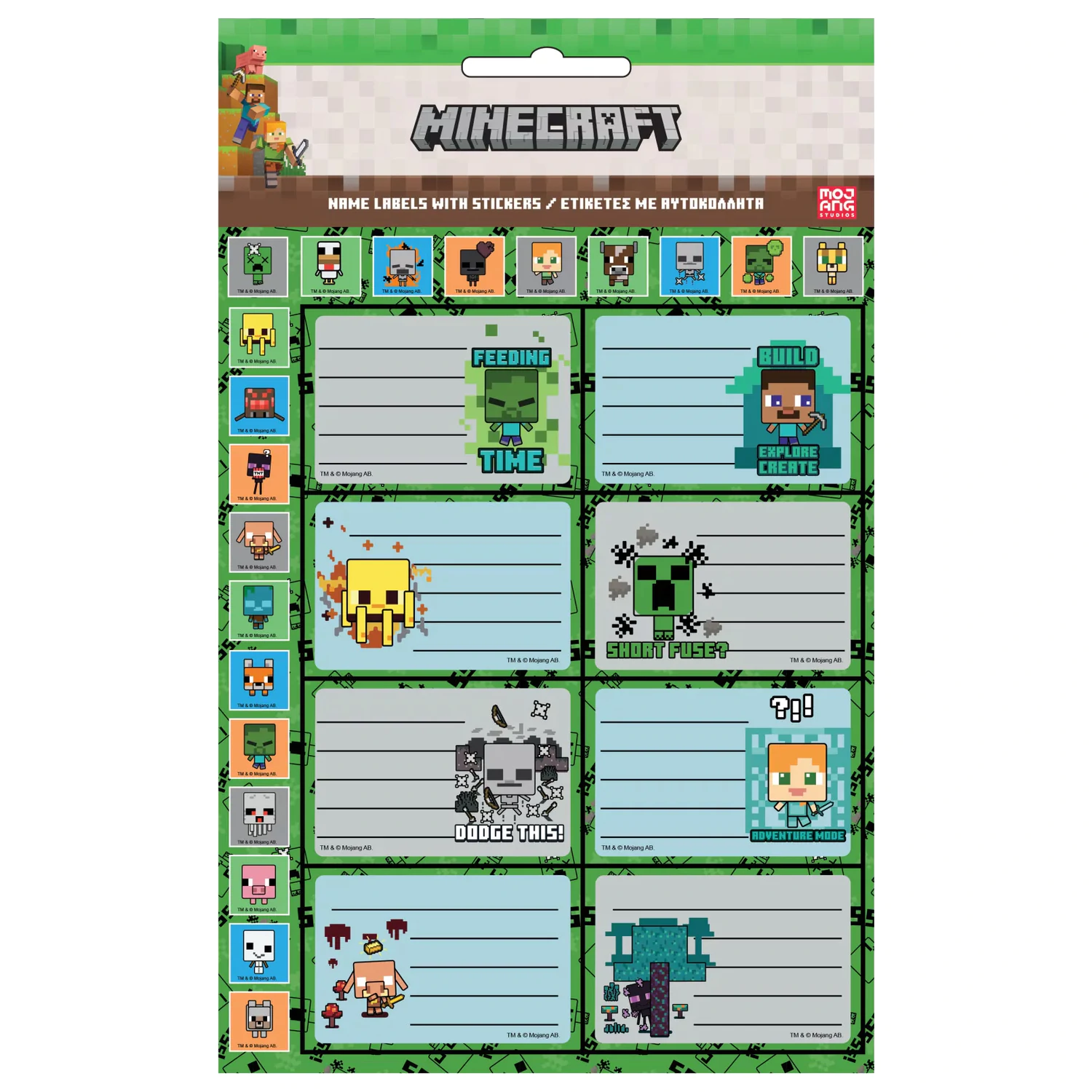 Minecraft Creepers Need Hugs Notizbuch Etikett mit Aufklebern, 16-teilig Produktfoto