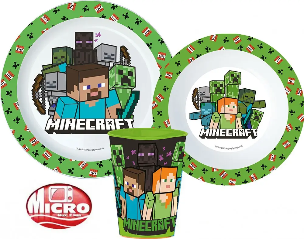Minecraft Geschirrset, Mikro-Plastik Set Produktfoto
