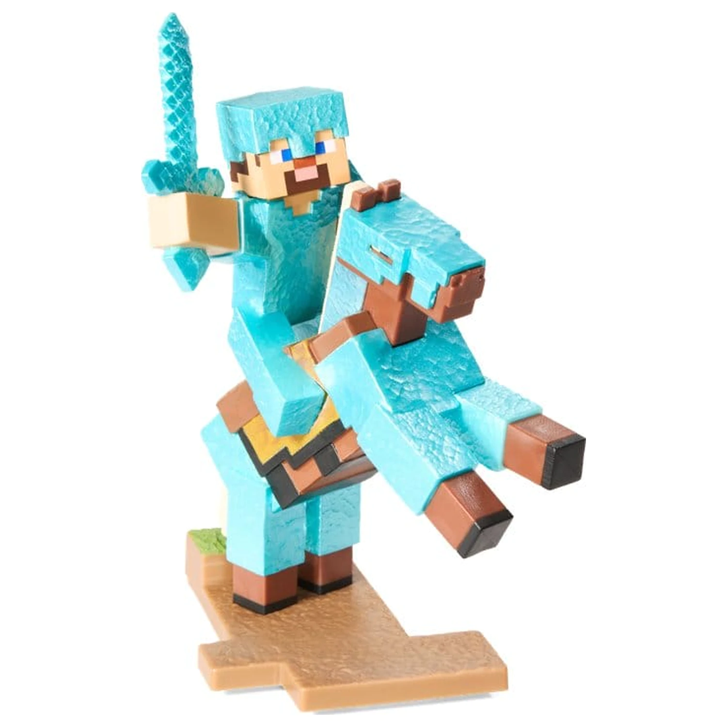 Minecraft Figur Diorama Diamant Rüstung Steve und Pferd 18 cm Produktfoto