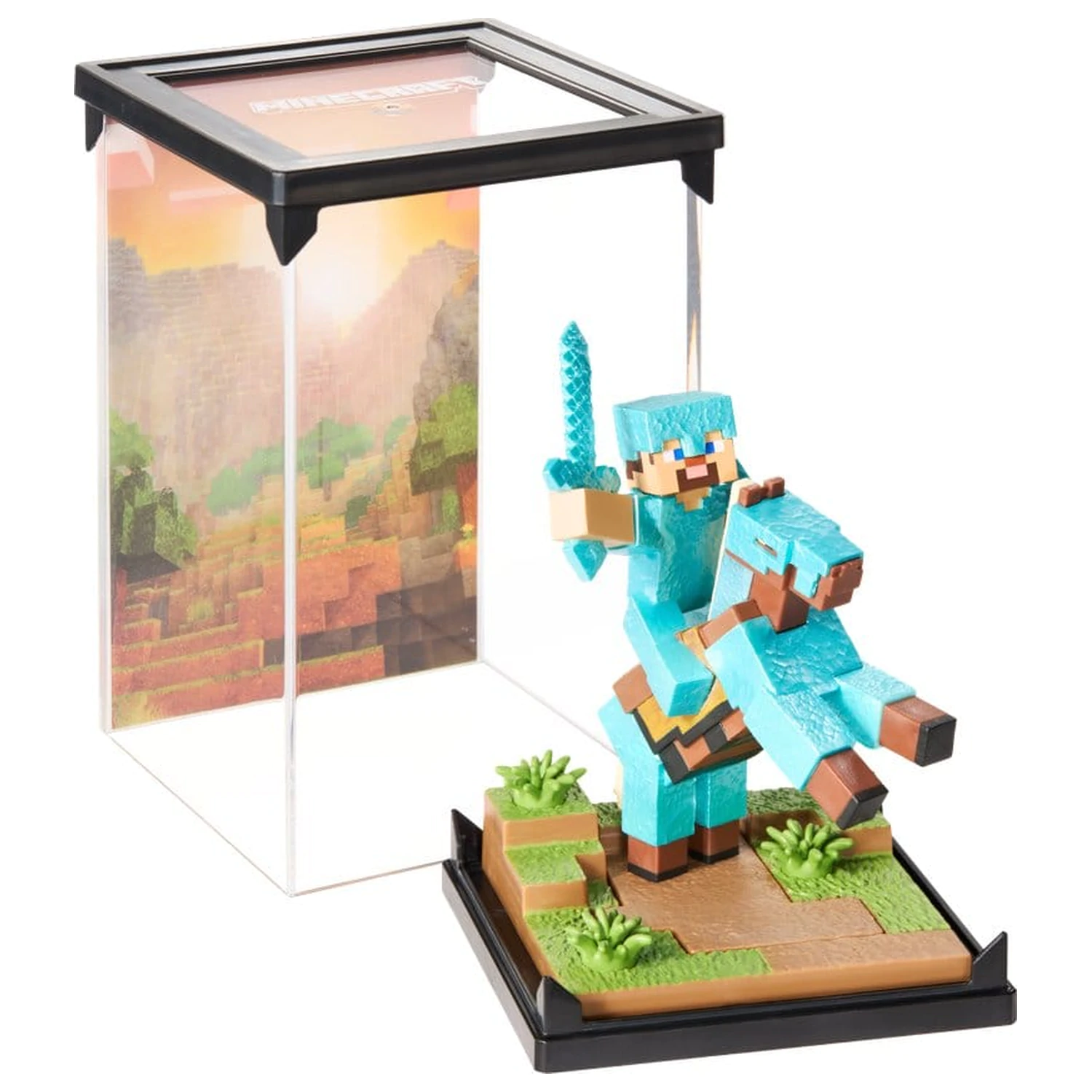 Minecraft Figur Diorama Diamant Rüstung Steve und Pferd 18 cm Produktfoto