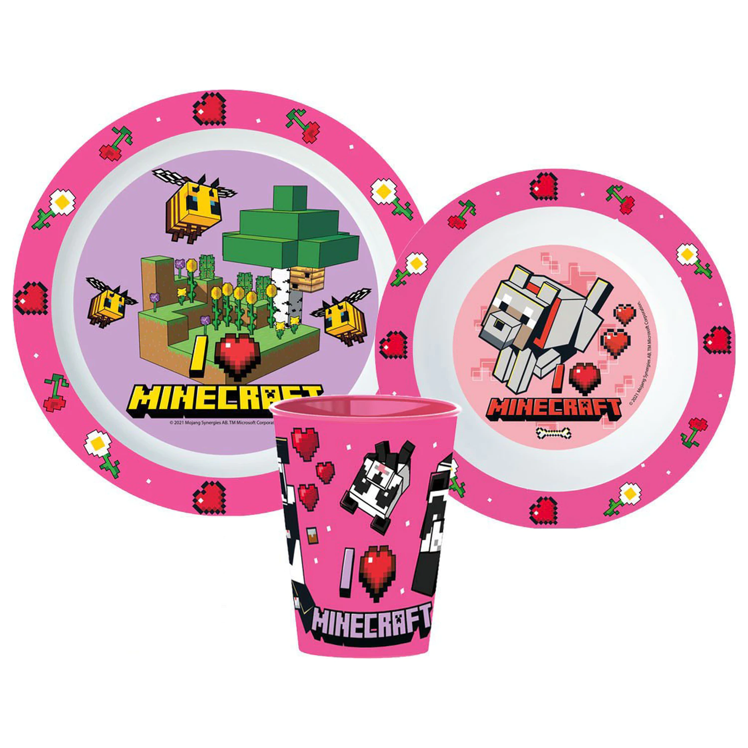 Minecraft Girls Geschirr Set, Micro Plastik Set, mit 260 ml Becher Produktfoto