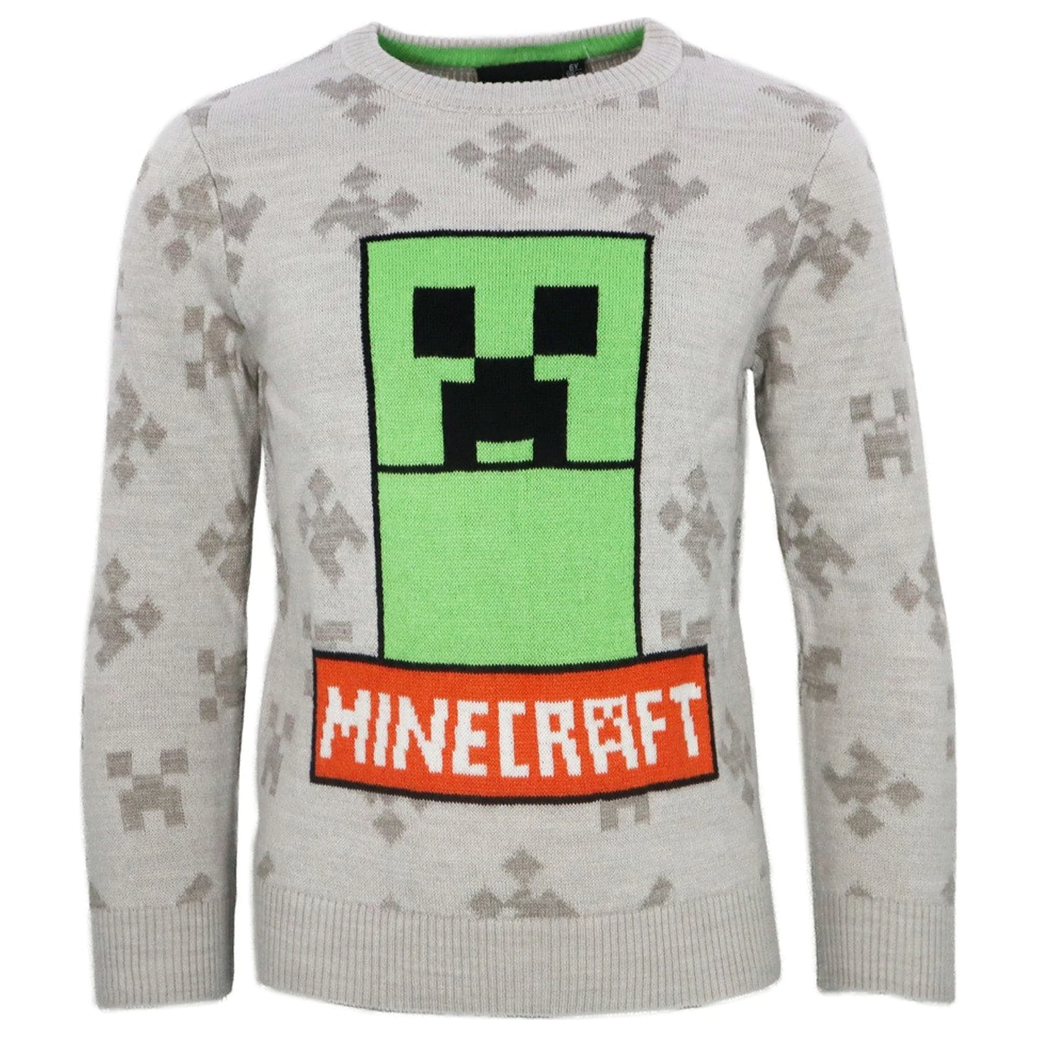 Minecraft Grau Kinder Strickpullover Produktfoto