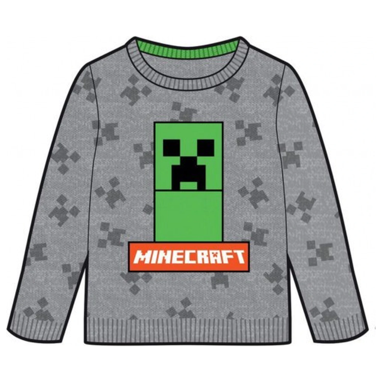 Minecraft Grau Kinder Strickpullover Produktfoto