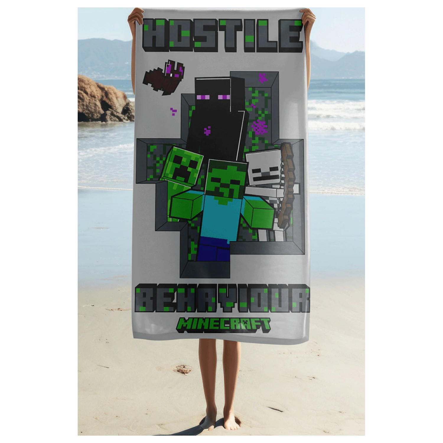 Minecraft Hostile Behavior Handtuch 70x140cm Produktfoto