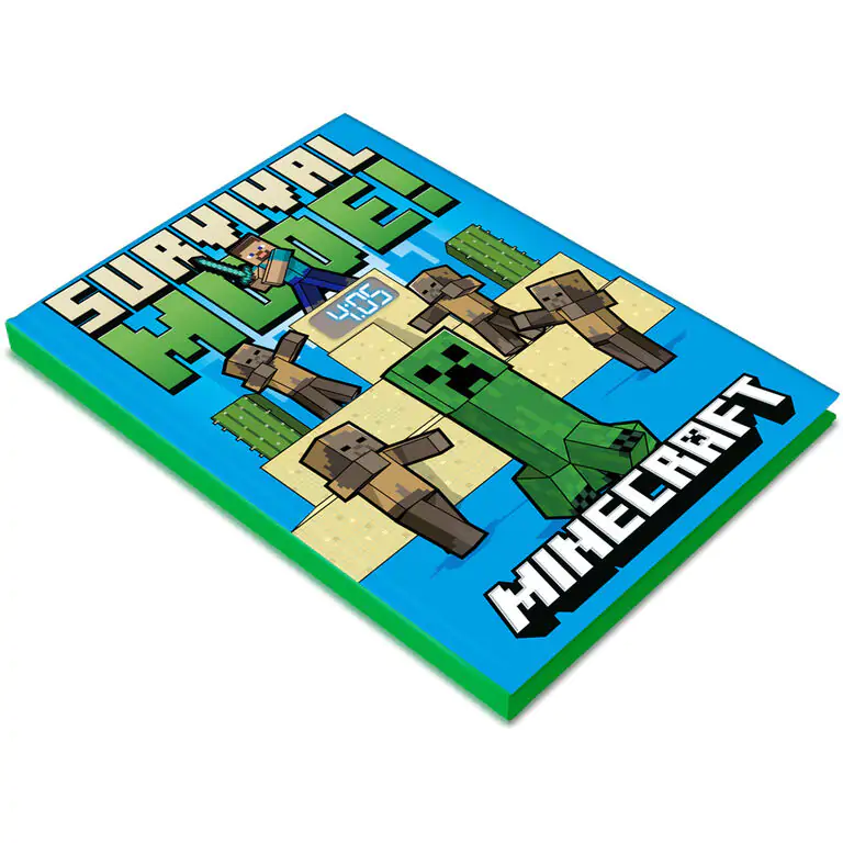 Minecraft Notizbuch mit Leduhr Produktfoto