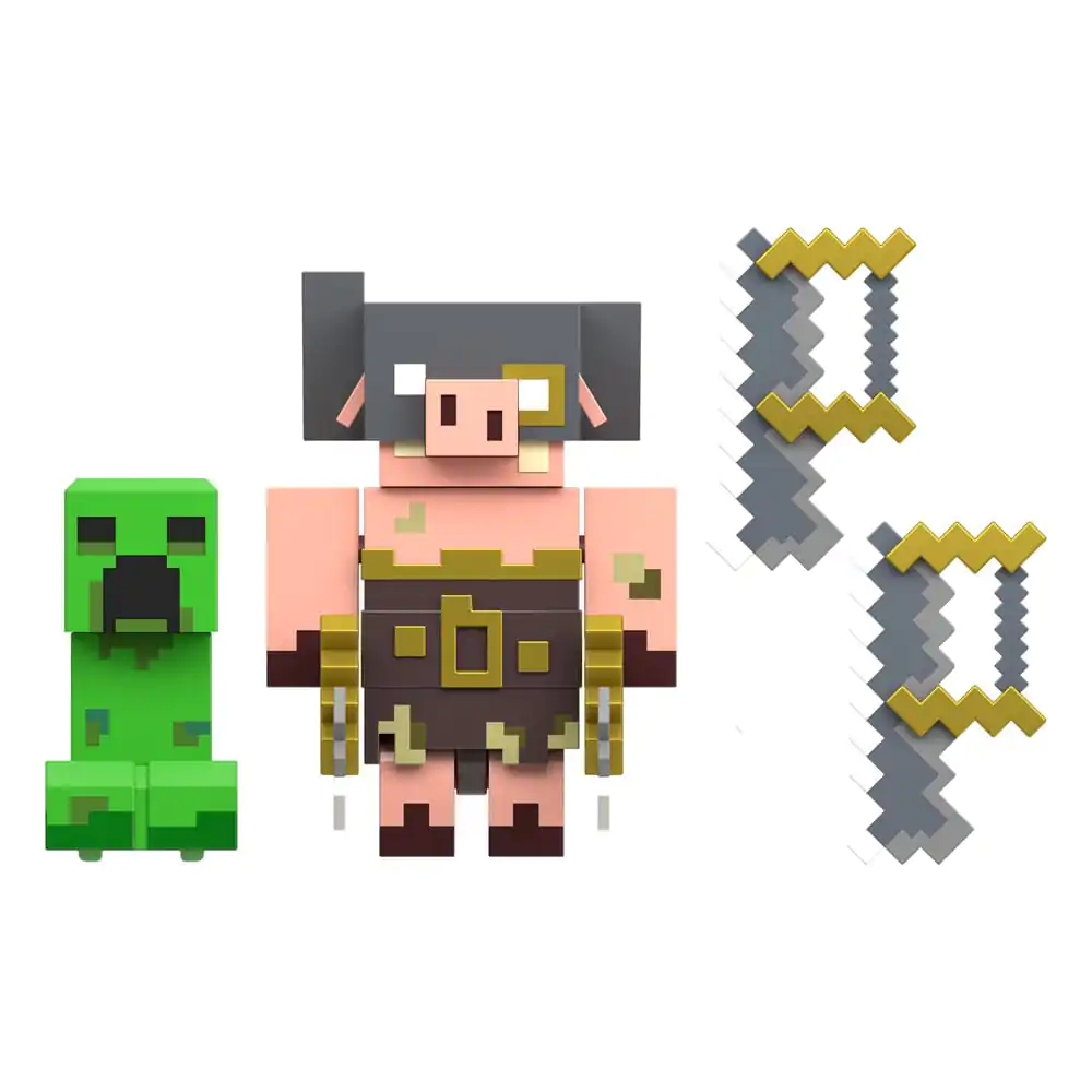 Minecraft Legends Actionfiguren 2er-Pack Creeper vs Piglin Bruiser 8 cm Produktfoto
