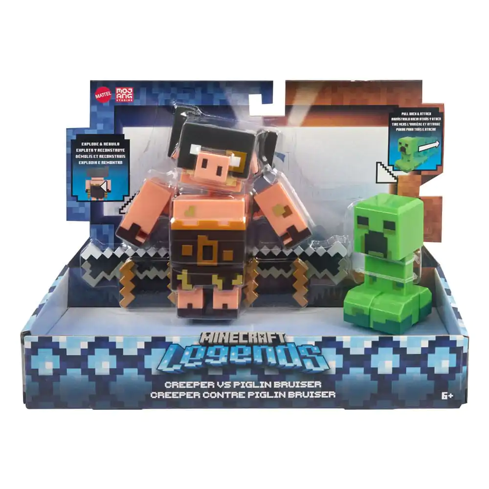 Minecraft Legends Actionfiguren 2er-Pack Creeper vs Piglin Bruiser 8 cm Produktfoto