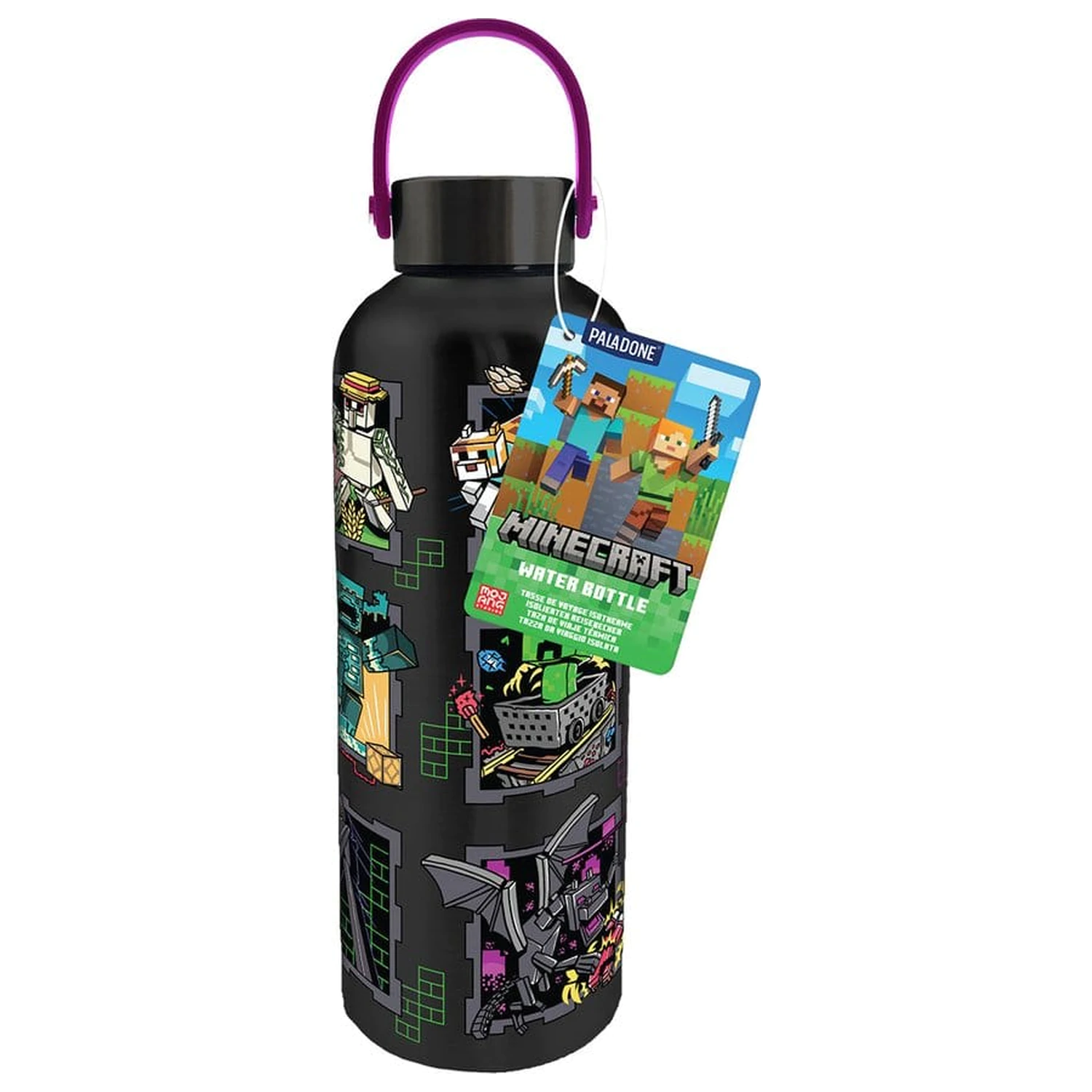 Minecraft Mascots Metall Wasserflasche mit Trageschlaufe Produktfoto