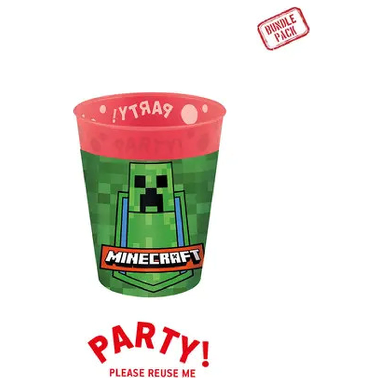 Minecraft Party Mikro Premium Plastikbecher Set 4 Stück 250 ml Produktfoto