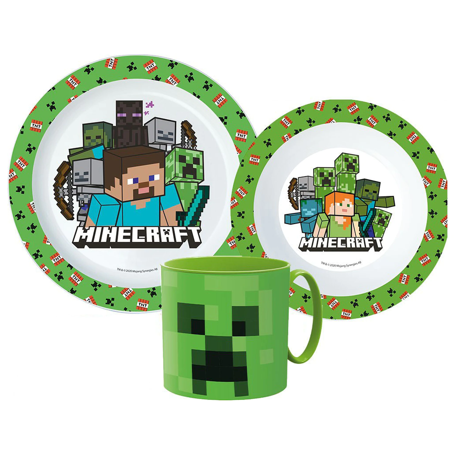 Minecraft Pixelcraft Essgeschirr Set, Mikro Kunststoff Set mit Tasse Produktfoto