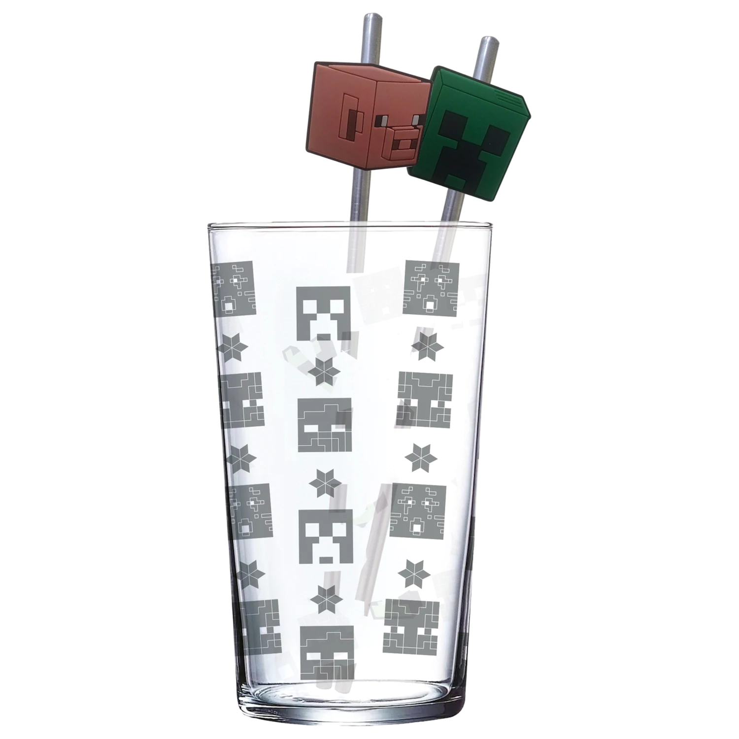 Minecraft Glas-Tumbler mit Strohhalmen Produktfoto