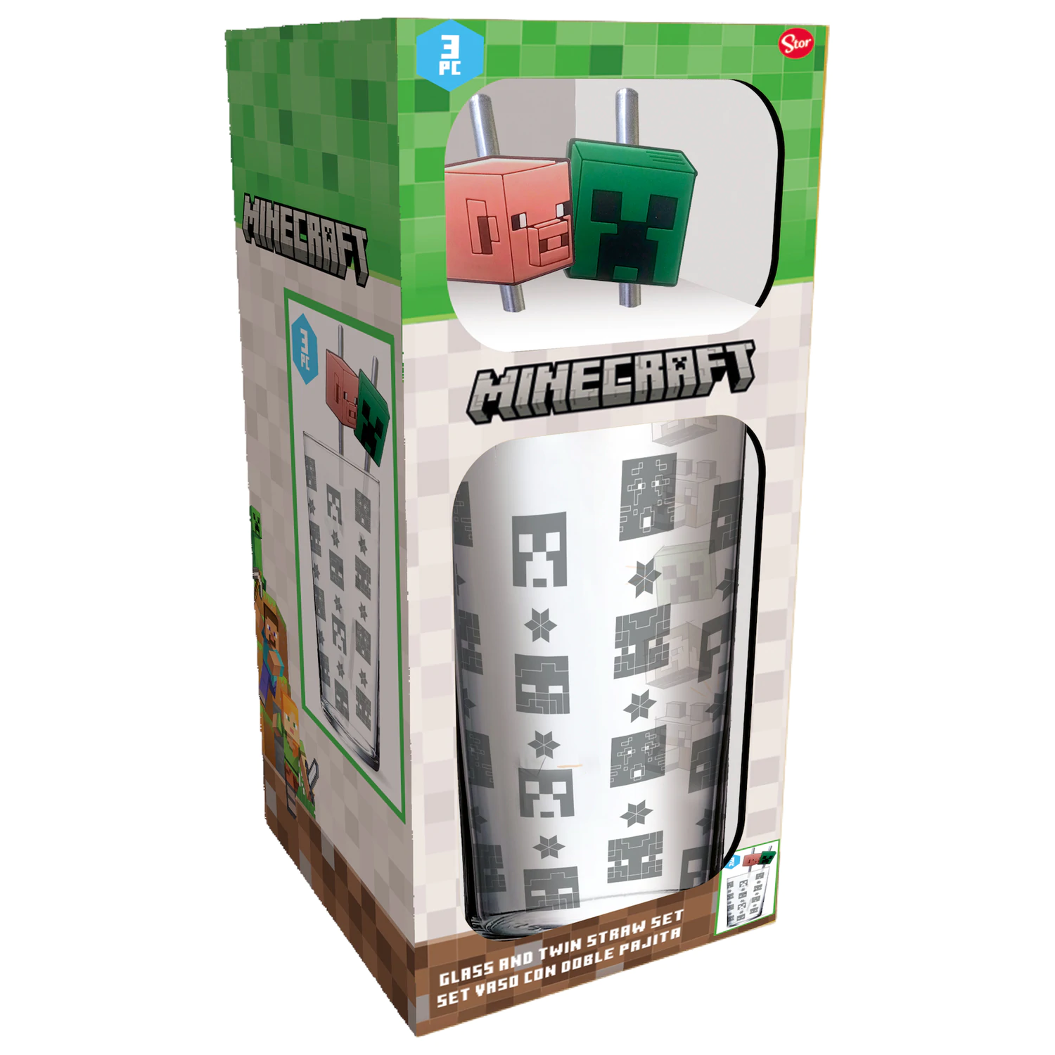 Minecraft Glas-Tumbler mit Strohhalmen Produktfoto