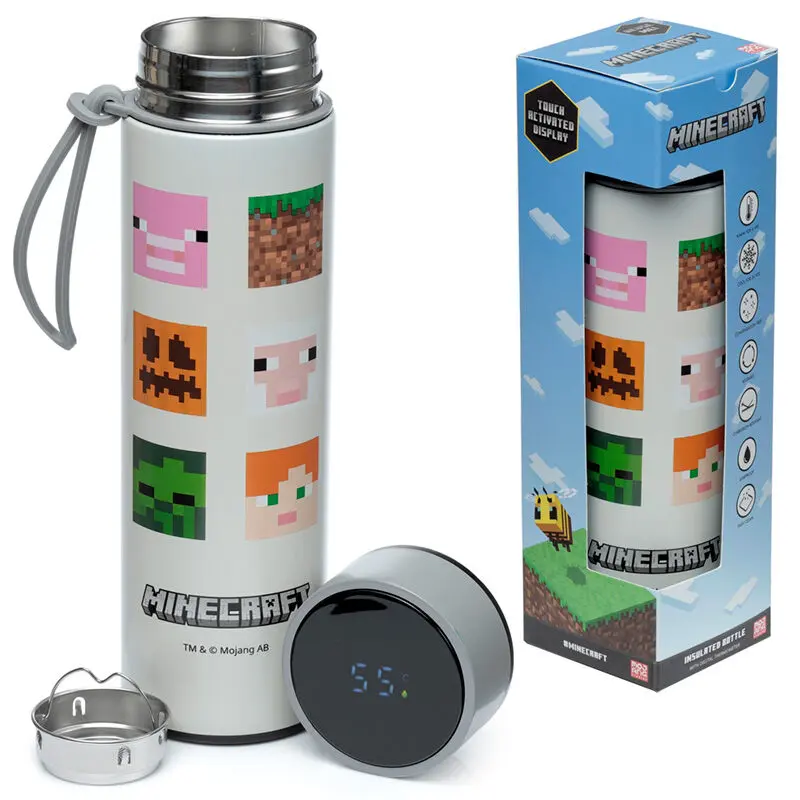 Minecraft Thermosflasche aus Edelstahl mit Thermometer 450ml Produktfoto