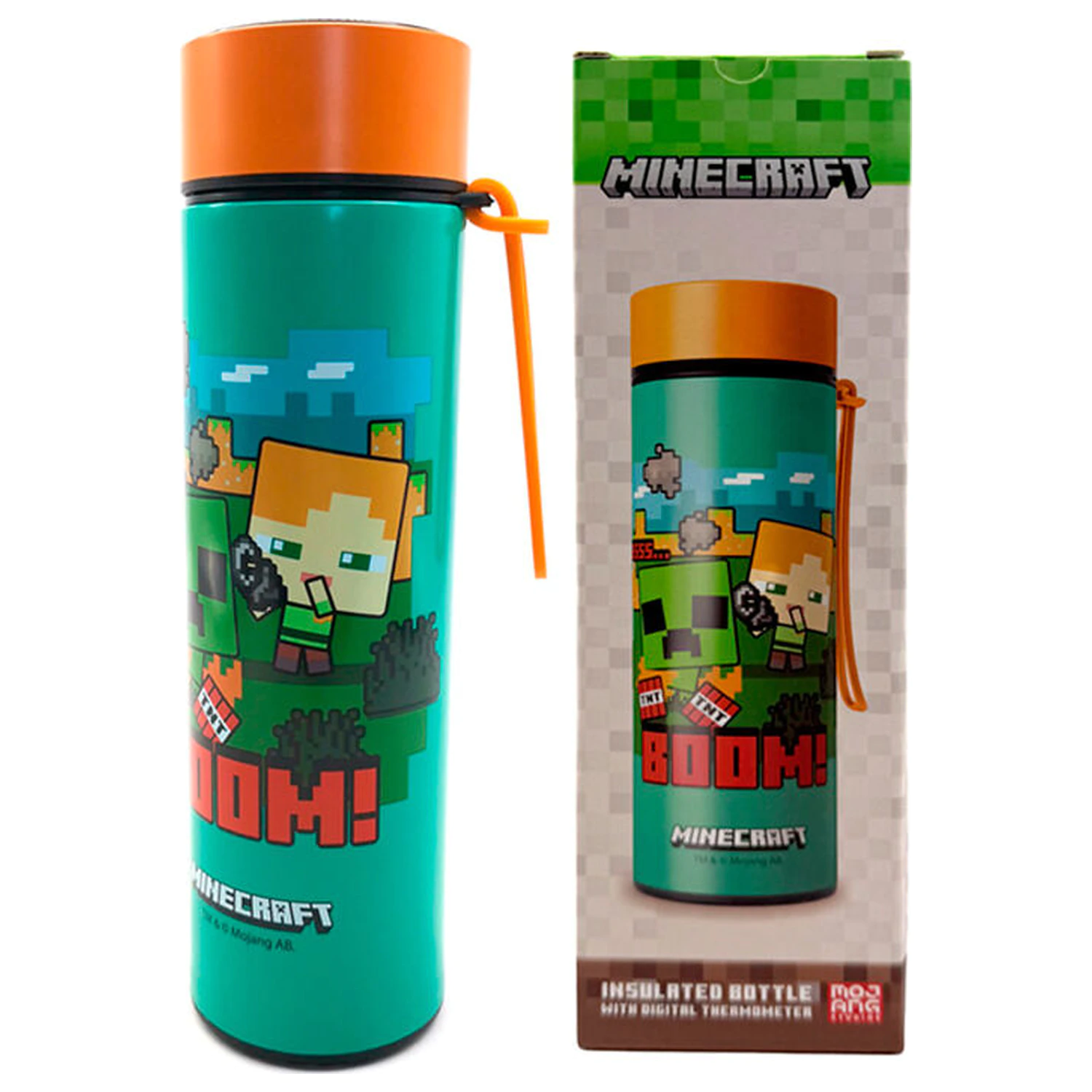 Minecraft Thermos Edelstahl Flasche Thermometer 450ml Produktfoto