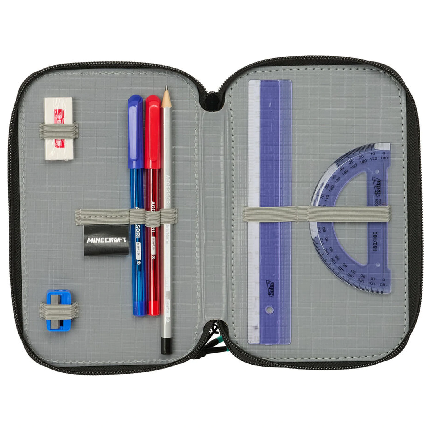 Minecraft dreifach Federmäppchen 37-teilig Produktfoto