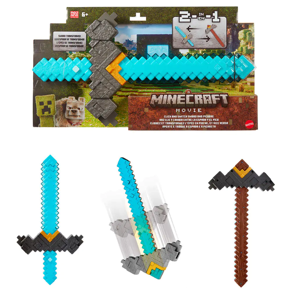 Minecraft The Movie Transformierbares Schwert Spitzhacke Produktfoto