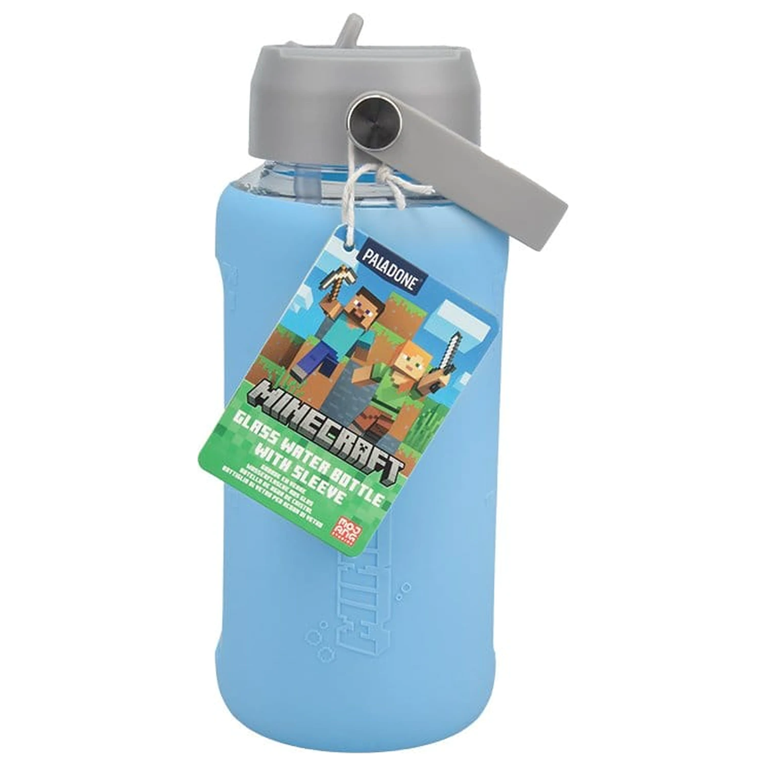 Minecraft Glas Trinkflasche mit Hülle Produktfoto