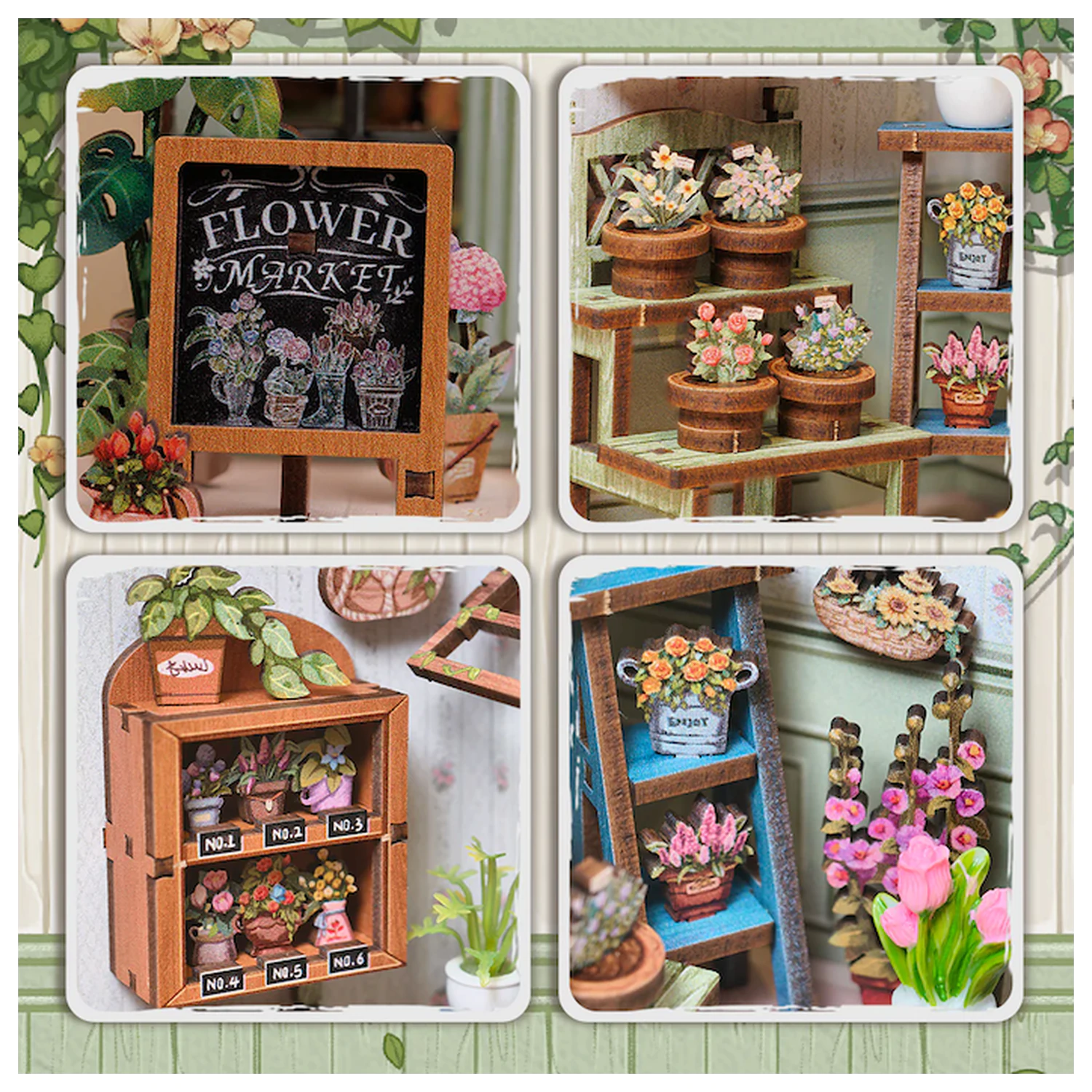 Miniature House DIY Champs-Élysées Florist 199teiliges + LED Light Bausatz Produktfoto