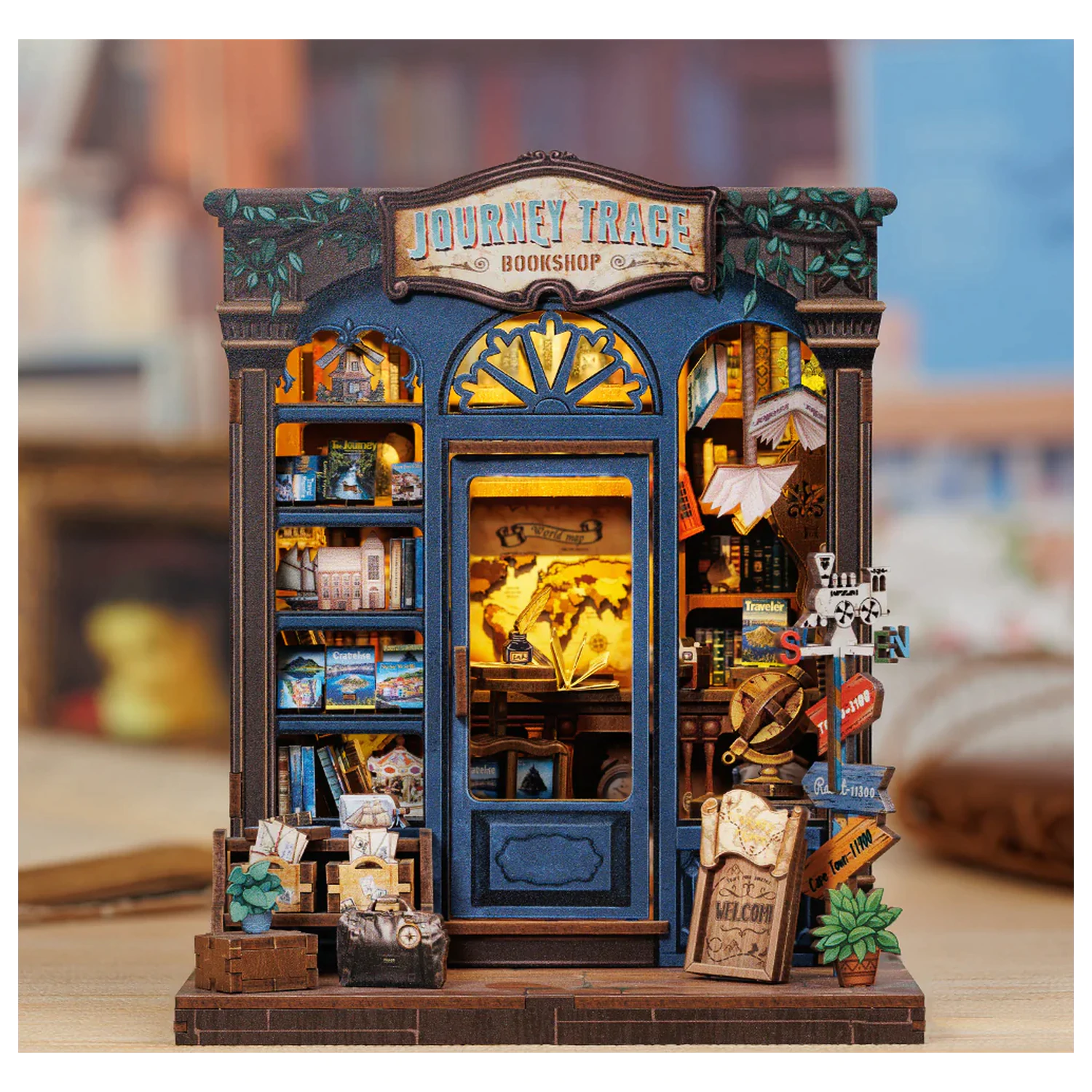 MINIATURE HOUSE DIY Journey Trace Bookshop 241 Dezibel + LED Licht Bausatz Produktfoto