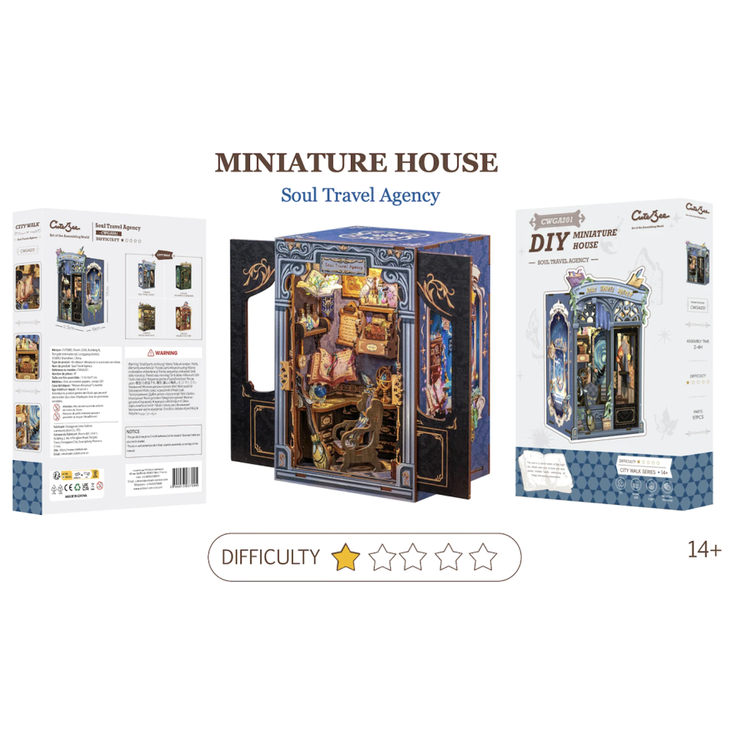 MINIATURE HOUSE DIY Soul Travel Agency 97tlg. + LED Licht Bausatz Produktfoto