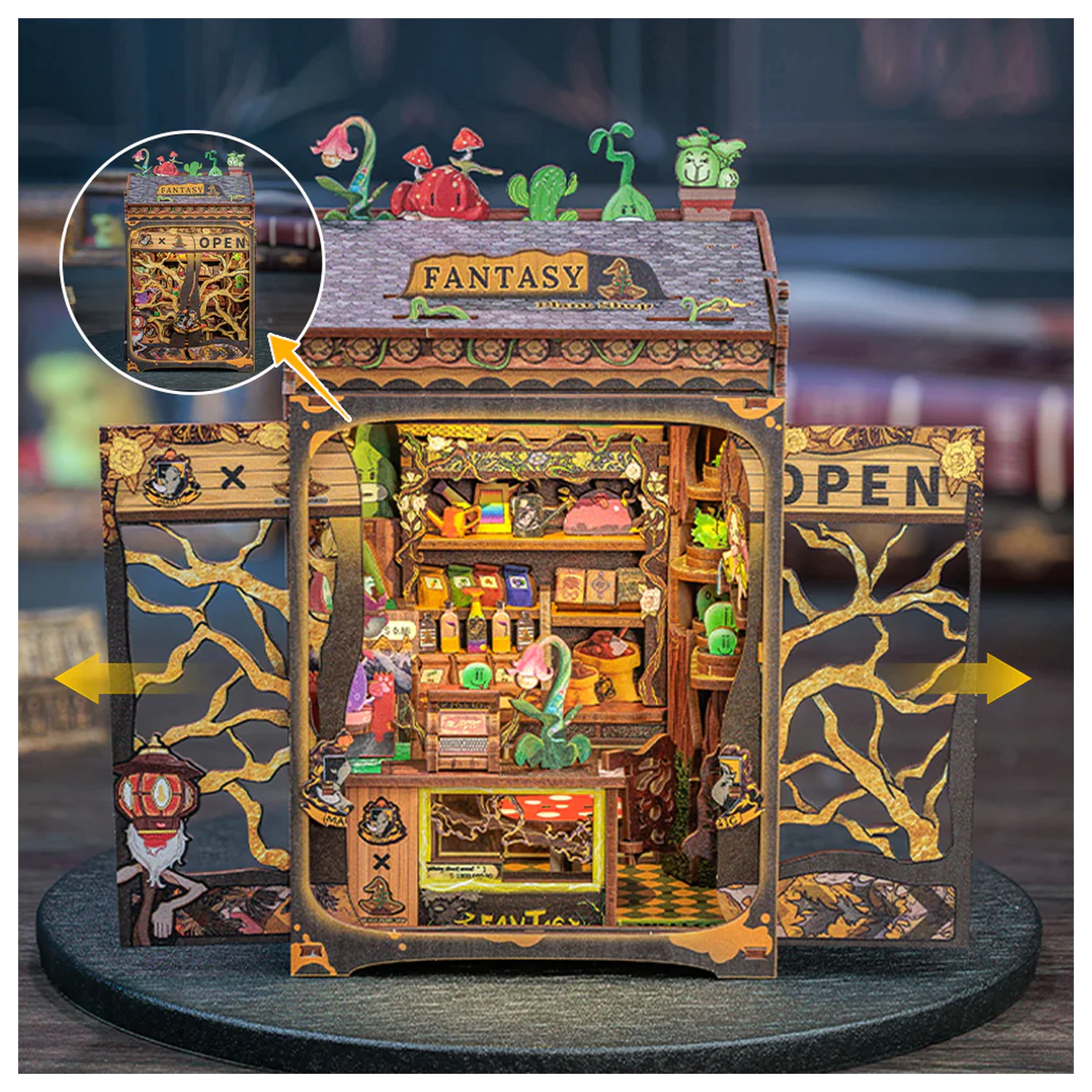 MINIATURE HOUSE DIY Fantasy Plant Shop 146 Teile + LED-Licht Bausatz Produktfoto