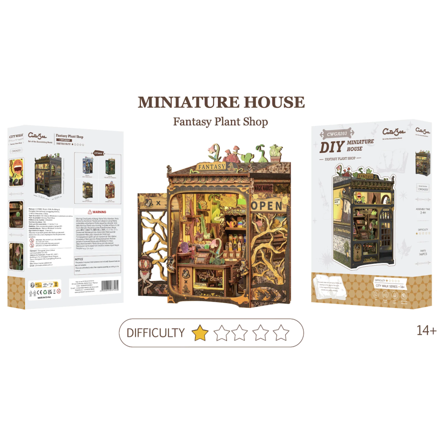 MINIATURE HOUSE DIY Fantasy Plant Shop 146 Teile + LED-Licht Bausatz Produktfoto