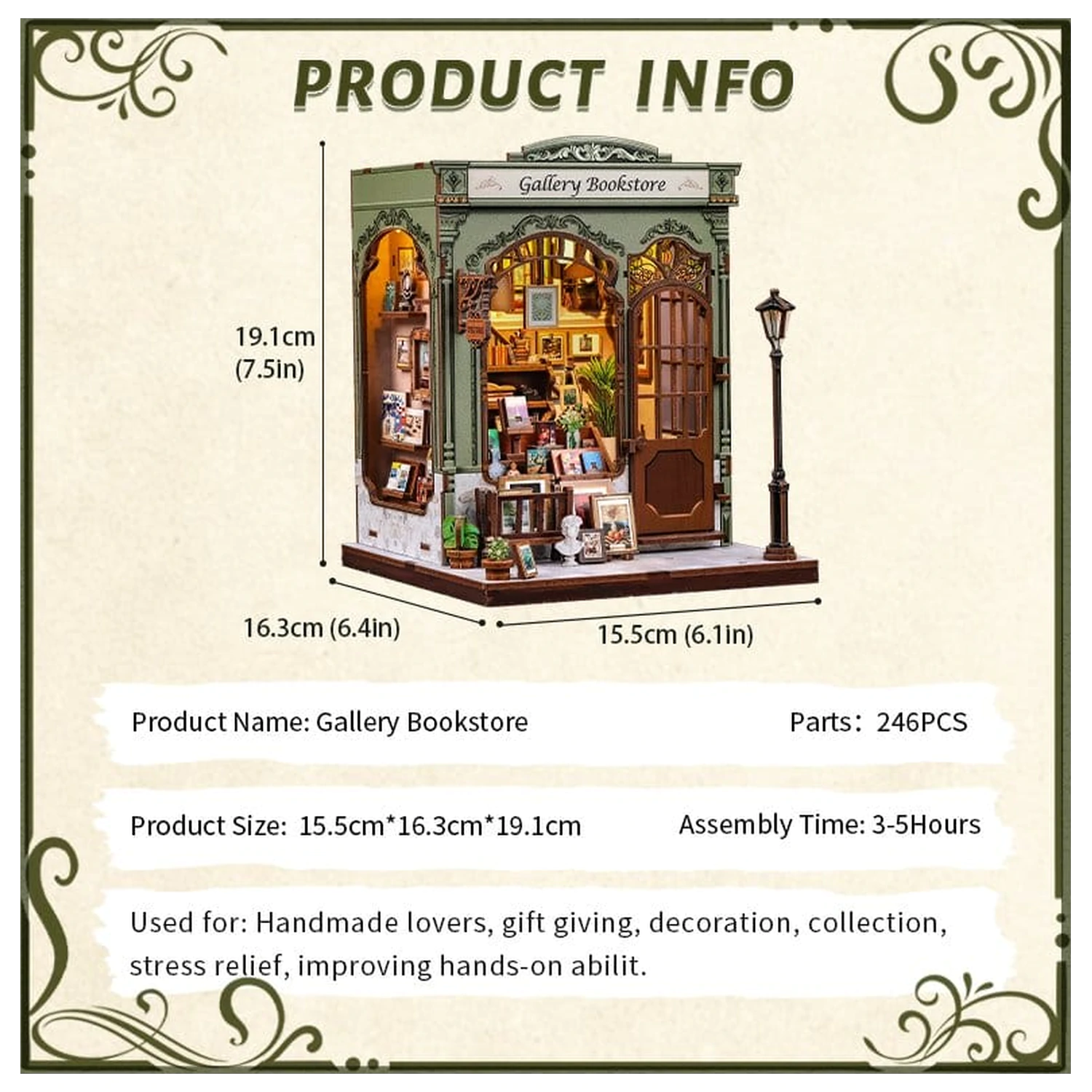 Miniatur Haus Modellbausatz Galerie Buchhandlung 20 x 16 cm Produktfoto