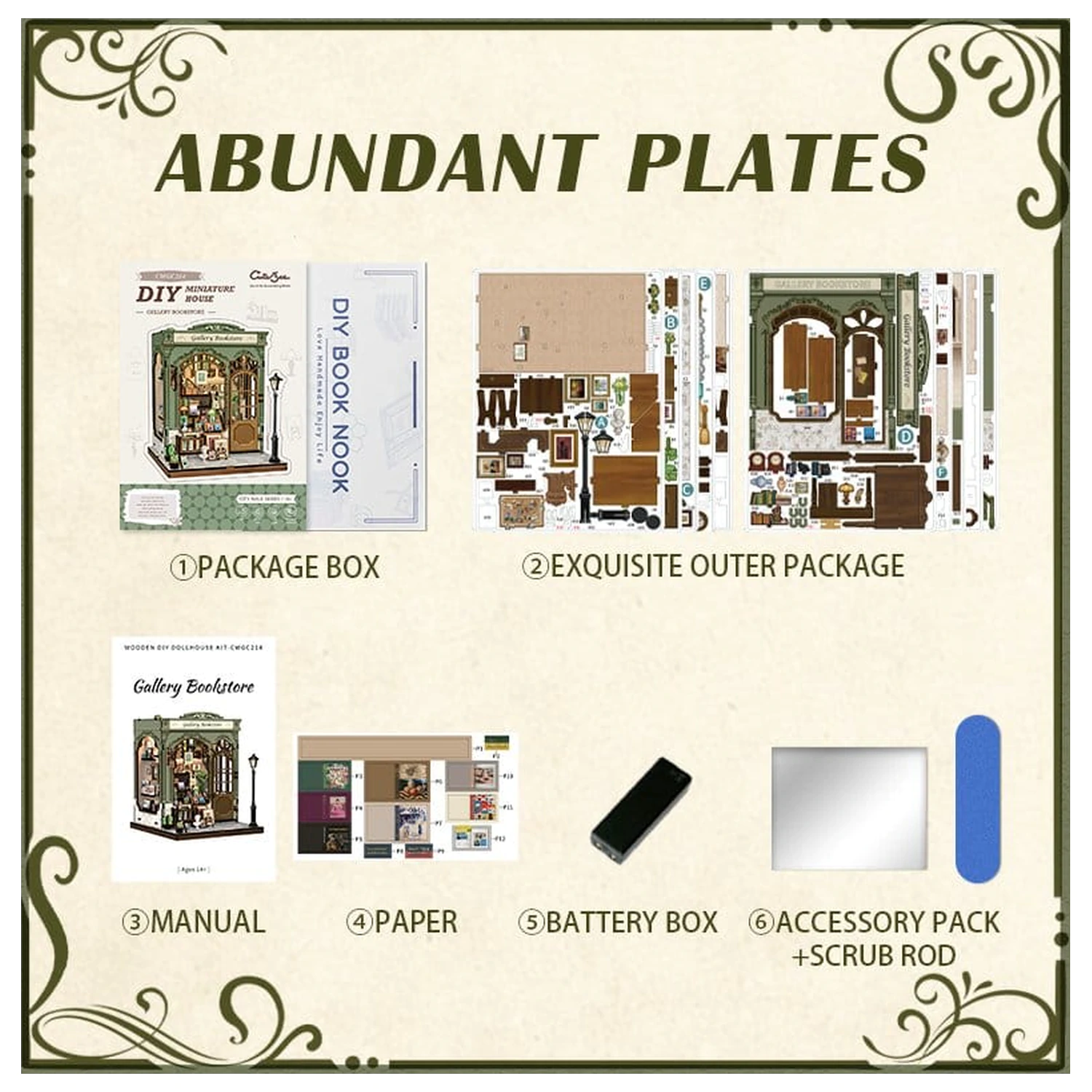 Miniatur Haus Modellbausatz Galerie Buchhandlung 20 x 16 cm Produktfoto