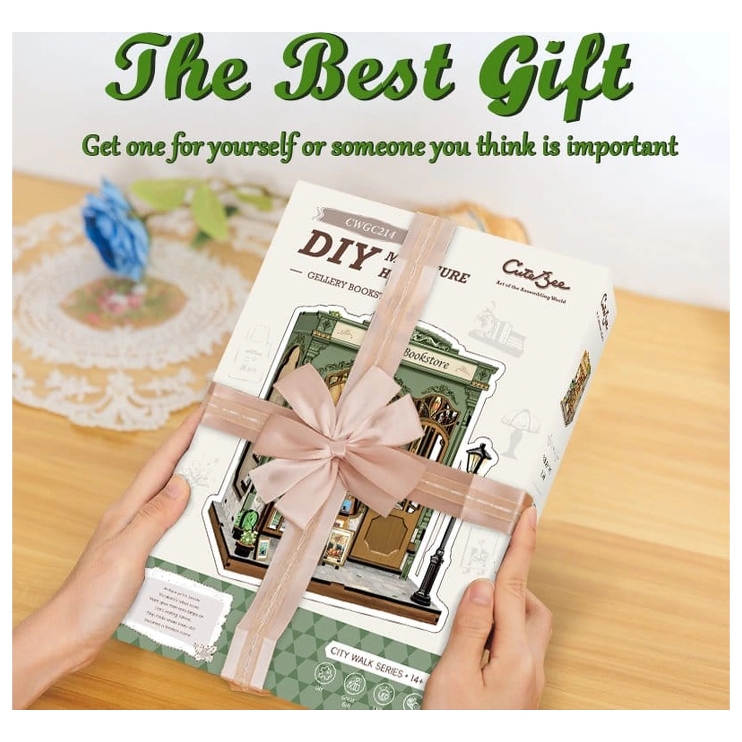 Miniatur Haus Modellbausatz Galerie Buchhandlung 20 x 16 cm Produktfoto