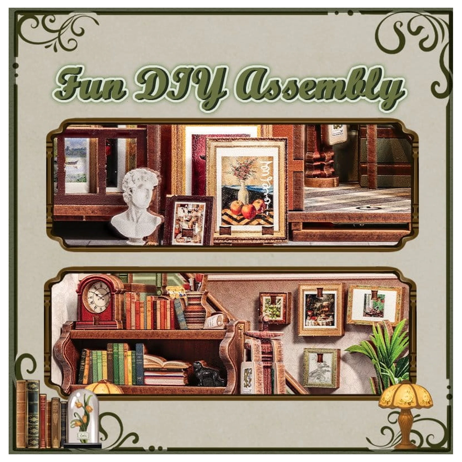 Miniatur Haus Modellbausatz Galerie Buchhandlung 20 x 16 cm Produktfoto