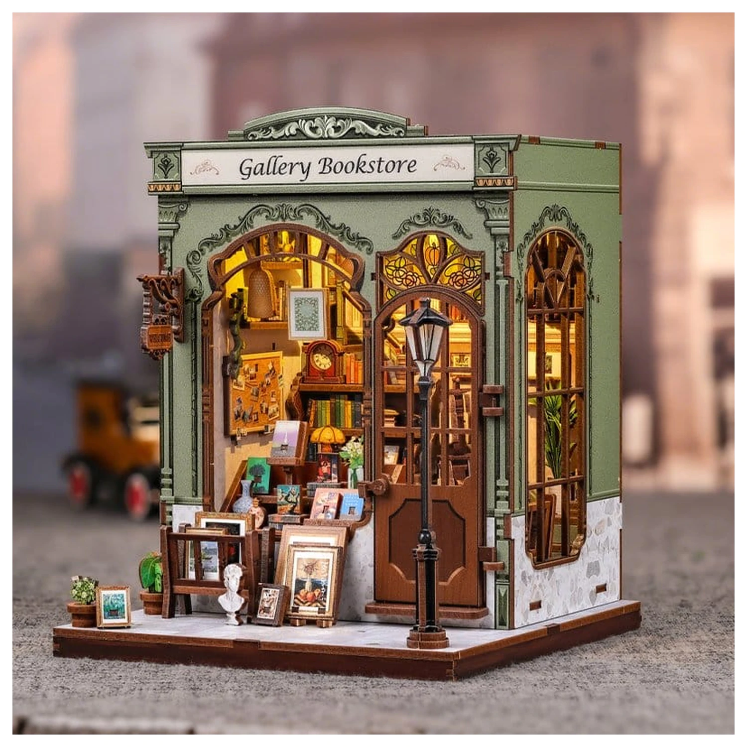 Miniatur Haus Modellbausatz Galerie Buchhandlung 20 x 16 cm Produktfoto