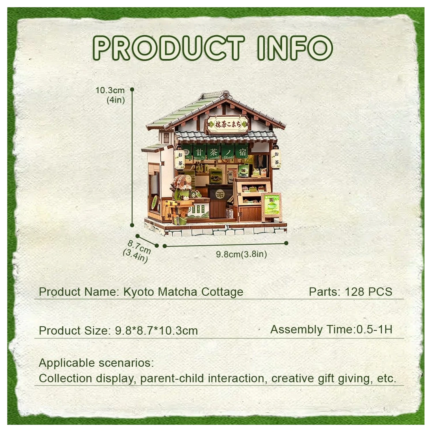 Miniatur Haus Modellbausatz Kyoto Matcha Cottage 11 x 9 cm Produktfoto